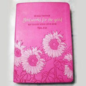Women’s Fuchsia Pink Blank Prompted Journal Diary God Works For The Good - Gift